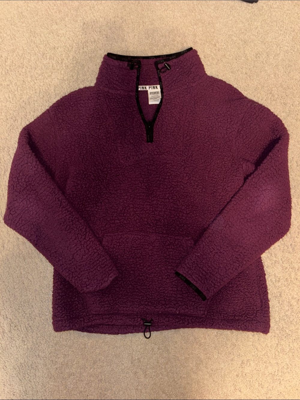 PINK Victoria's Secret Deep Purple Sherpa Quarter-Zip Pullover